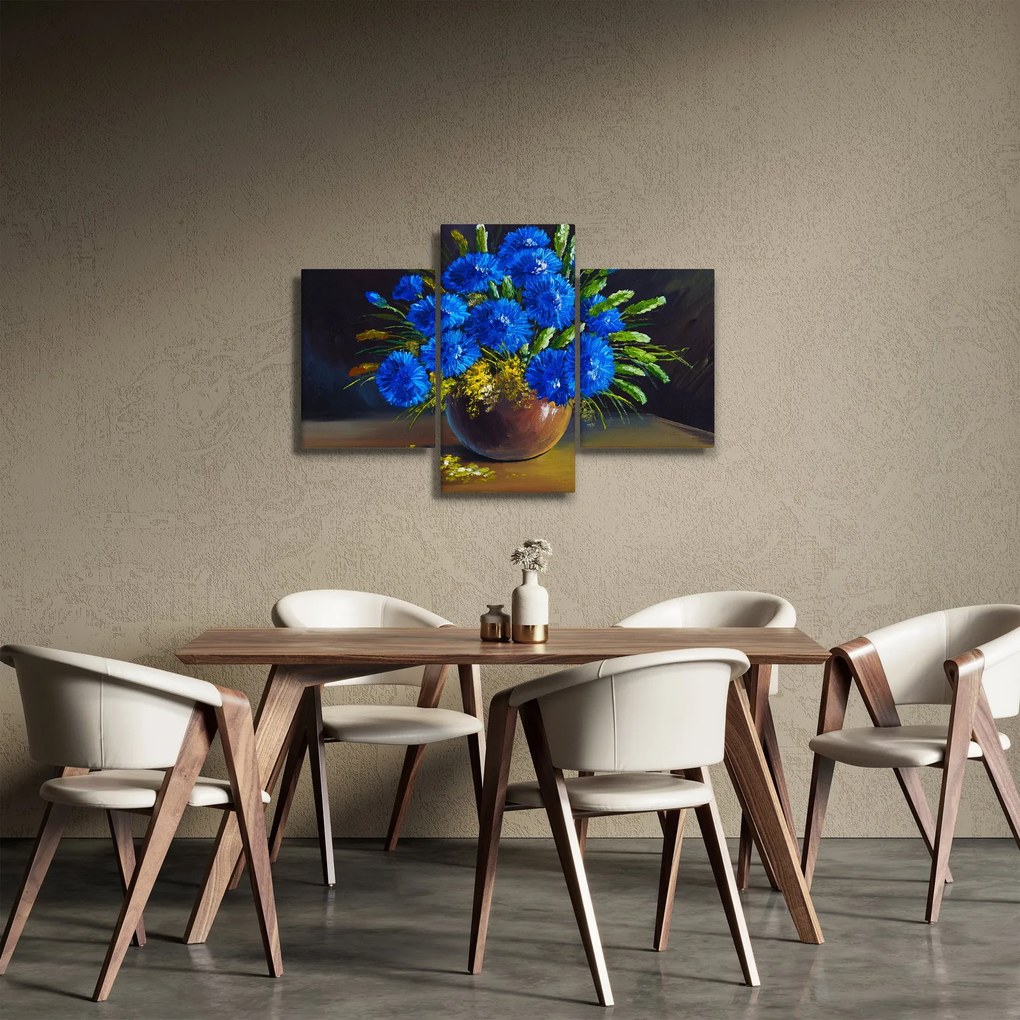 Tablou - Flori albastre în vază (90x60 cm)