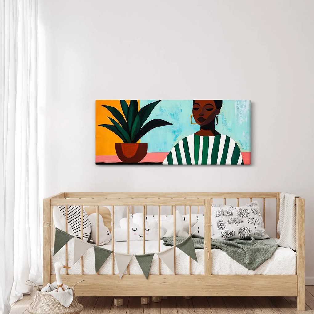 Tablou - Femeie cu floare (120x50 cm)