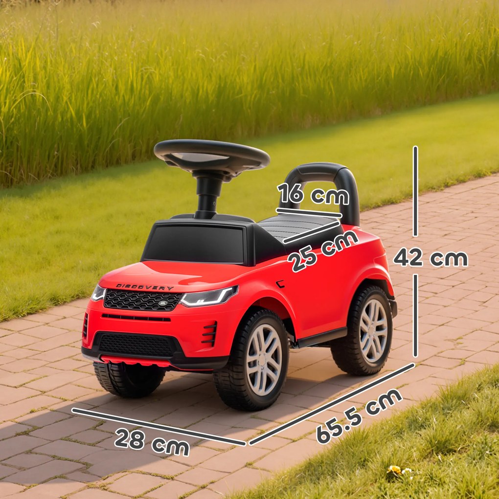 AIYAPLAY Mașinuță pentru Copii cu Licență Land Rover cu Claxon și Spațiu de Depozitare, 65,5x28x42 cm, Roșu | Aosom Romania