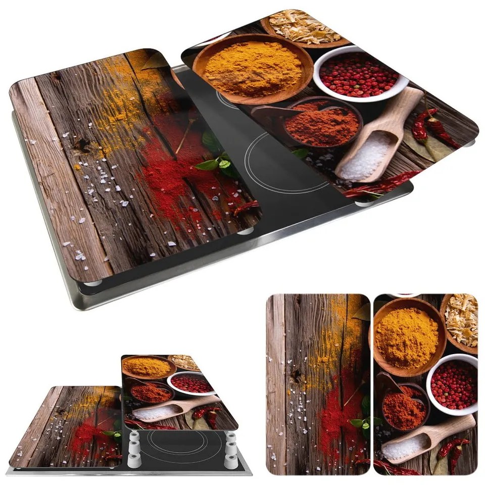 Set 2 protecții din sticlă pentru aragaz Wenko Spices, 52 x 30 cm