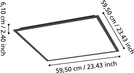 Eglo MORADILLO-Z 901507-LED, panou LED aplicat RGBW, dimabil, LED/33W/230V, 60x60cm, negru