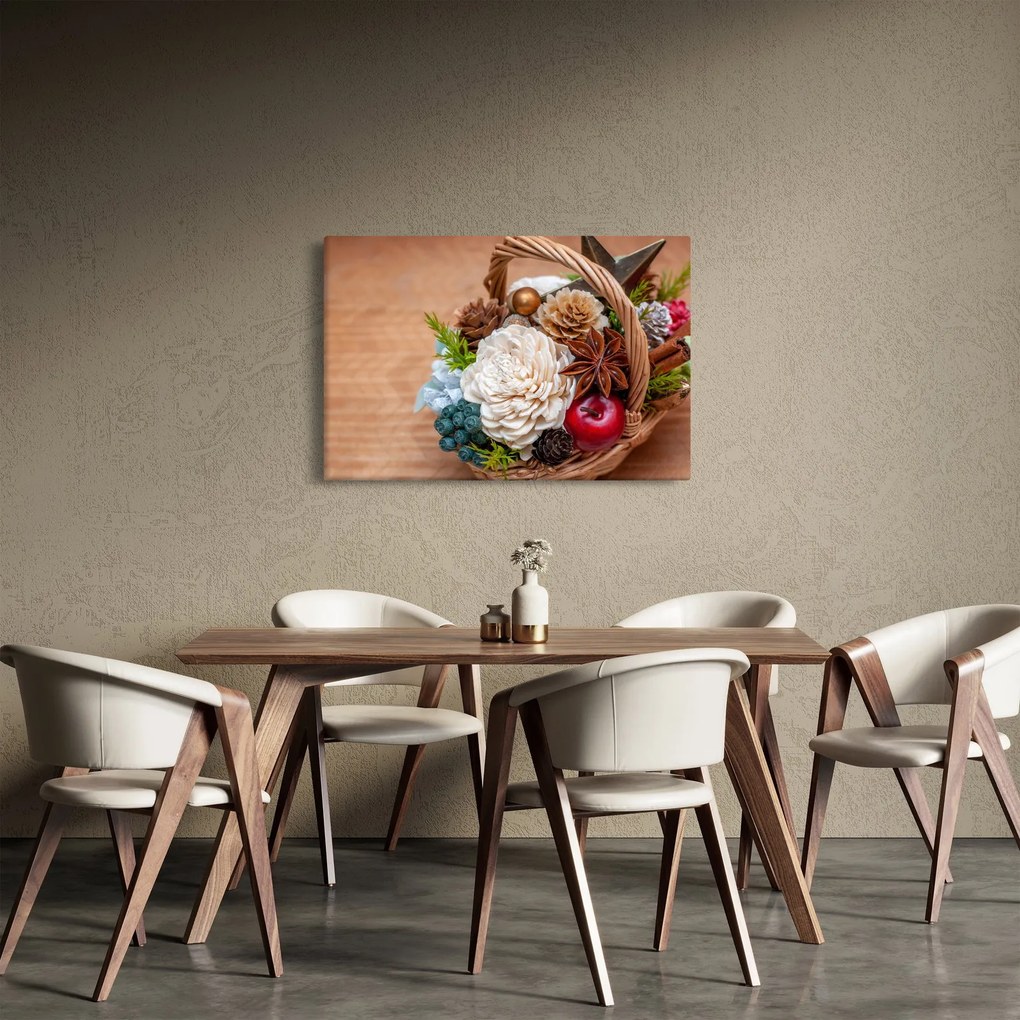 Tablou cu coș din nuiele (90x60 cm)