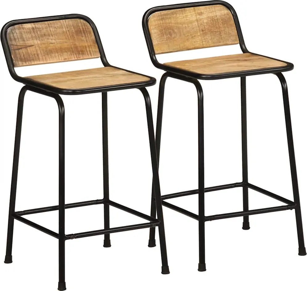 vidaXL Scaune de bar 2 buc 46x35,5x80 cm Lemn masiv Mango brut