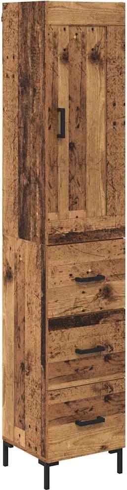 vidaXL Bufet cu sertar Lemn Vechi 34,5 x 34 x 180 cm Lemn compozit