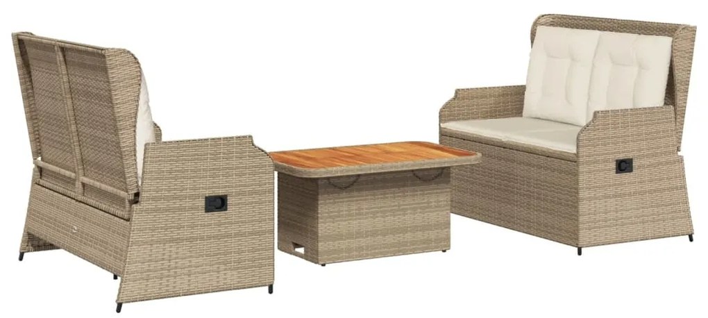 3262750 vidaXL Set mobilier de grădină cu perne, 3 piese, bej, poliratan