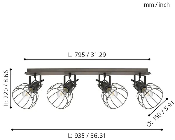 Eglo 98137 - Lampă spot SAMBATELLO 4xE27/40W/230V