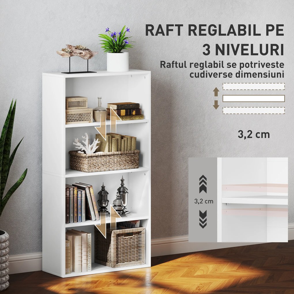 HOMCOM Dulap Alb cu 4 Rafturi Reglabile | Aosom Romania