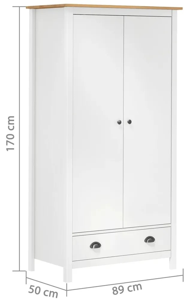 Sifonier cu 2 usi Hill Range, alb, 89x50x170 cm, lemn masiv pin Alb si maro, 1