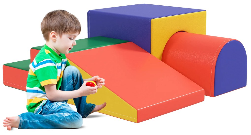 HOMCOM Modul motricitate bebeluși 4 buc. parcurs motricitate bebeluși din spumă EPE pentru copii preșcolari, multicolor | Aosom Romania