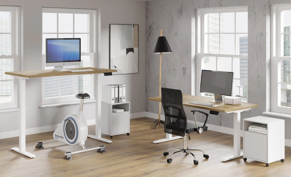 Masă PC electrică Natura 160 (Stejar + alb). Promo -7%. 1124884