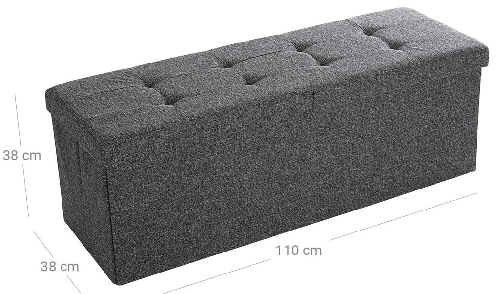 Taburet cu capac rabatabil OTTOMAN 110x38 cm, gri inchis