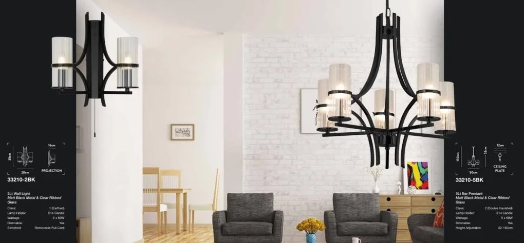 Candelabru modern cu 5 brate Belle