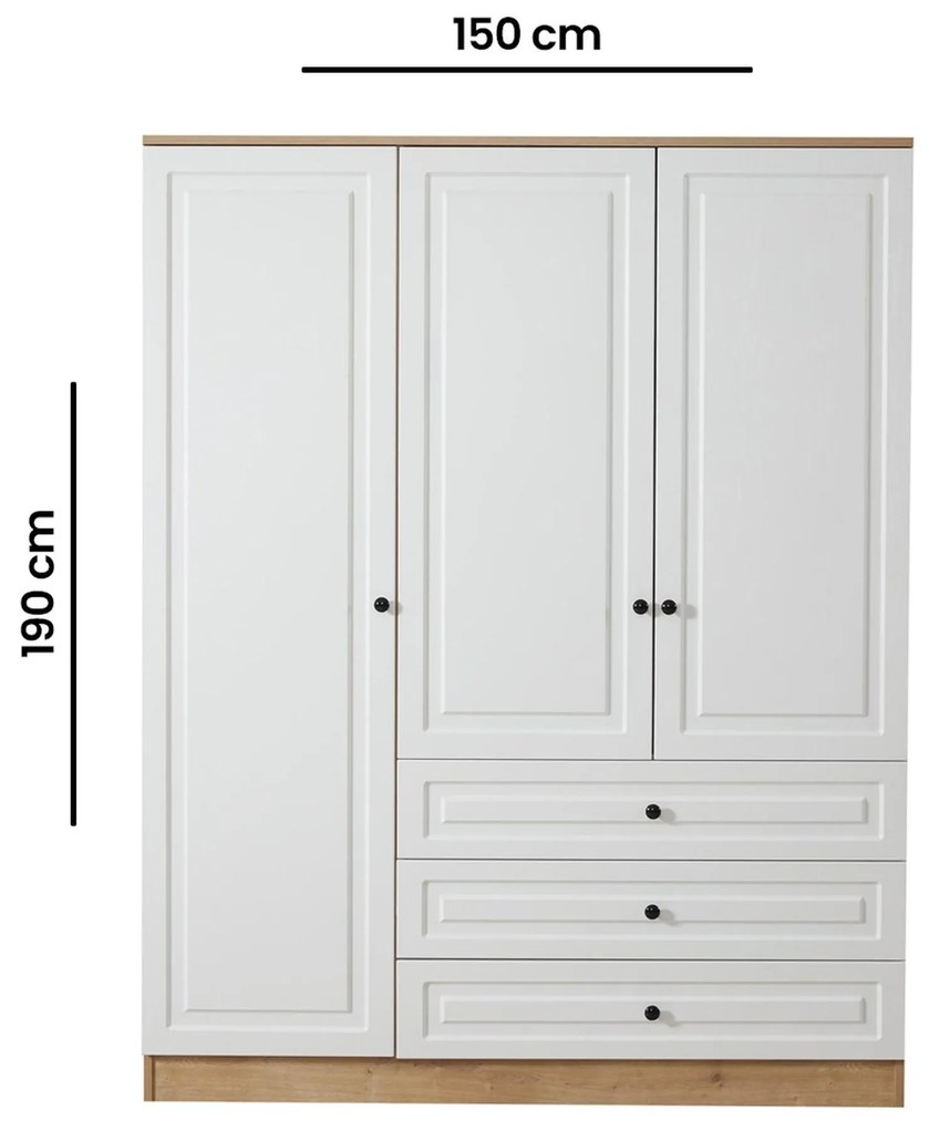 Dulap de haine Tuvantille 21 (Stejar safir + Negru). 1127781