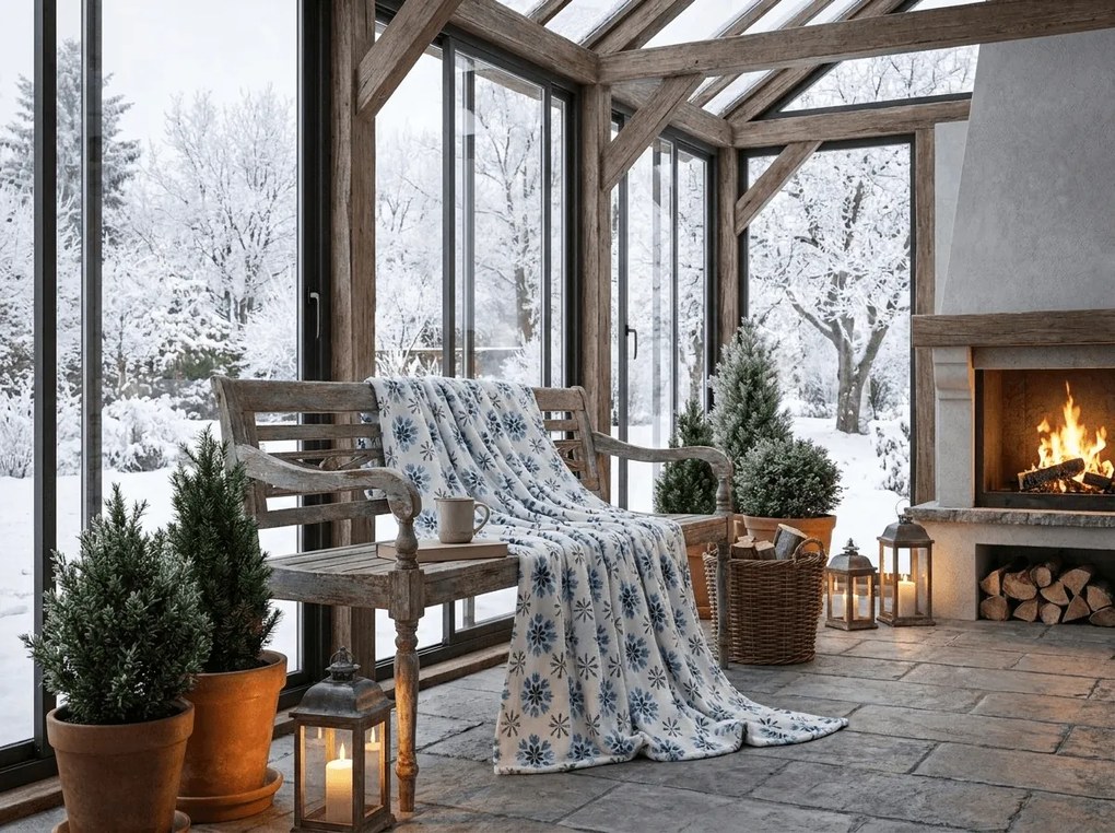 Patura cocolino ICY FLAKES, alba Dimensiune: 200 x 220 cm