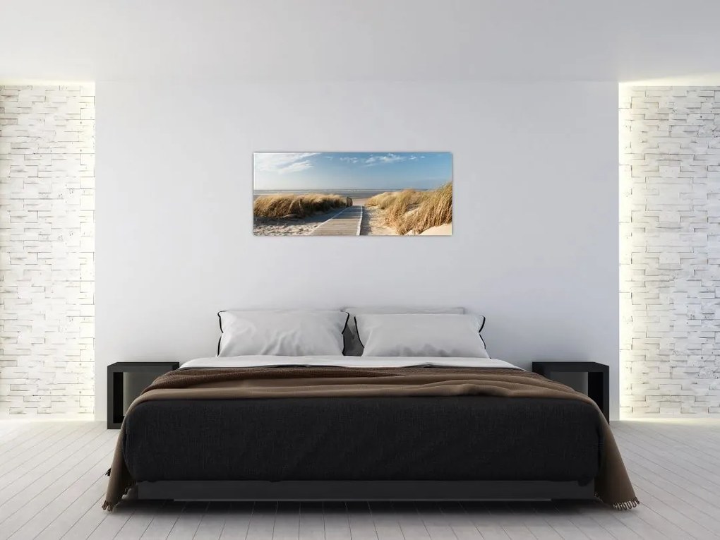 Tablou - Plaja cu nisip de pe insula Langeoog, Germania (120x50 cm)