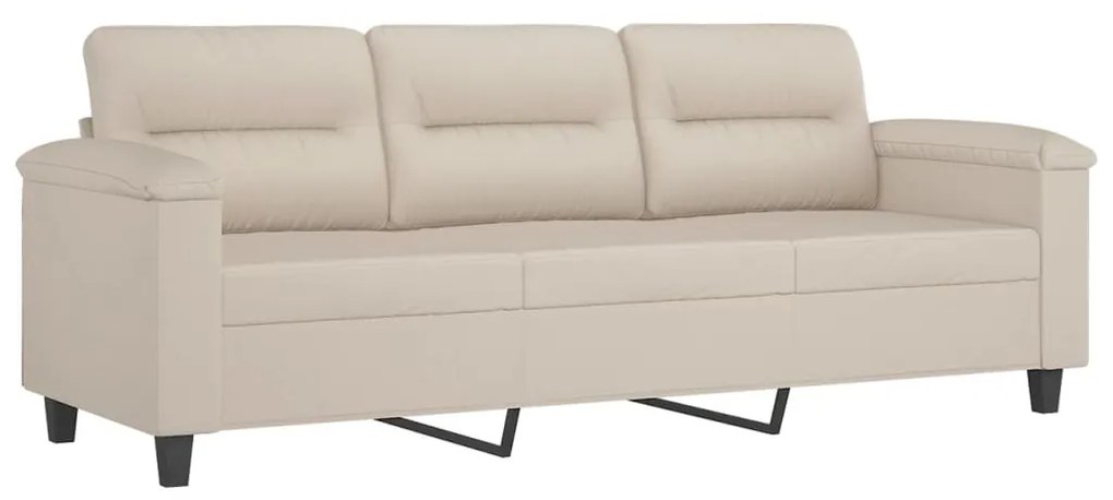 349231 vidaXL Canapea cu 3 locuri, crem, 180 cm, țesătură microfibră
