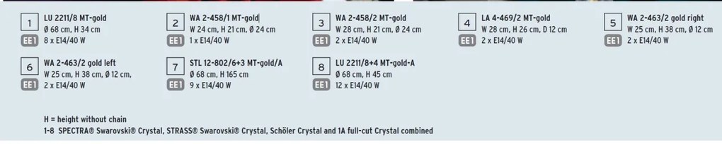 Aplica de perete de lux cristal Swarovski Maria Theresia-A 2L left verison 24K gold plated