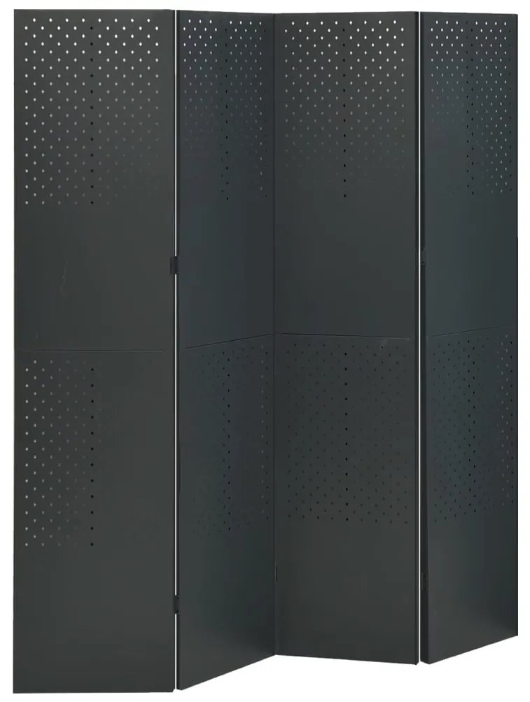 3095195 vidaXL Paravane de cameră cu 4 panouri,2 buc.,antracit,160x180 cm,oțel