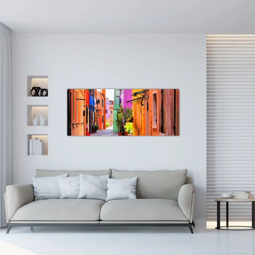 Tablou cu străduță colorata italiană (120x50 cm)