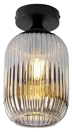 Plafoniera Art Deco neagra cu sticla fumurie - Banci