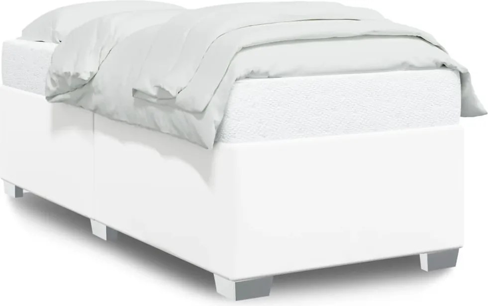 vidaXL Cadru de pat, alb, 90x200 cm, piele ecologică