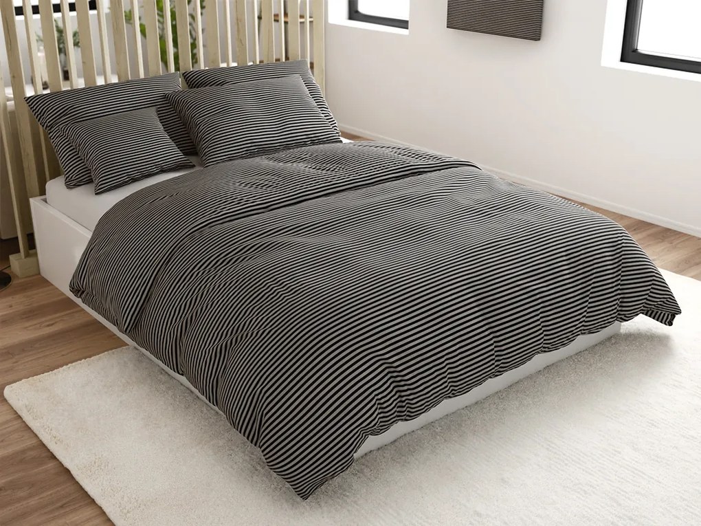 Lenjerie de pat din bumbac STRAVON negru-gri Dimensiune lenjerie de pat: 70 x 90 cm | 140 x 220 cm
