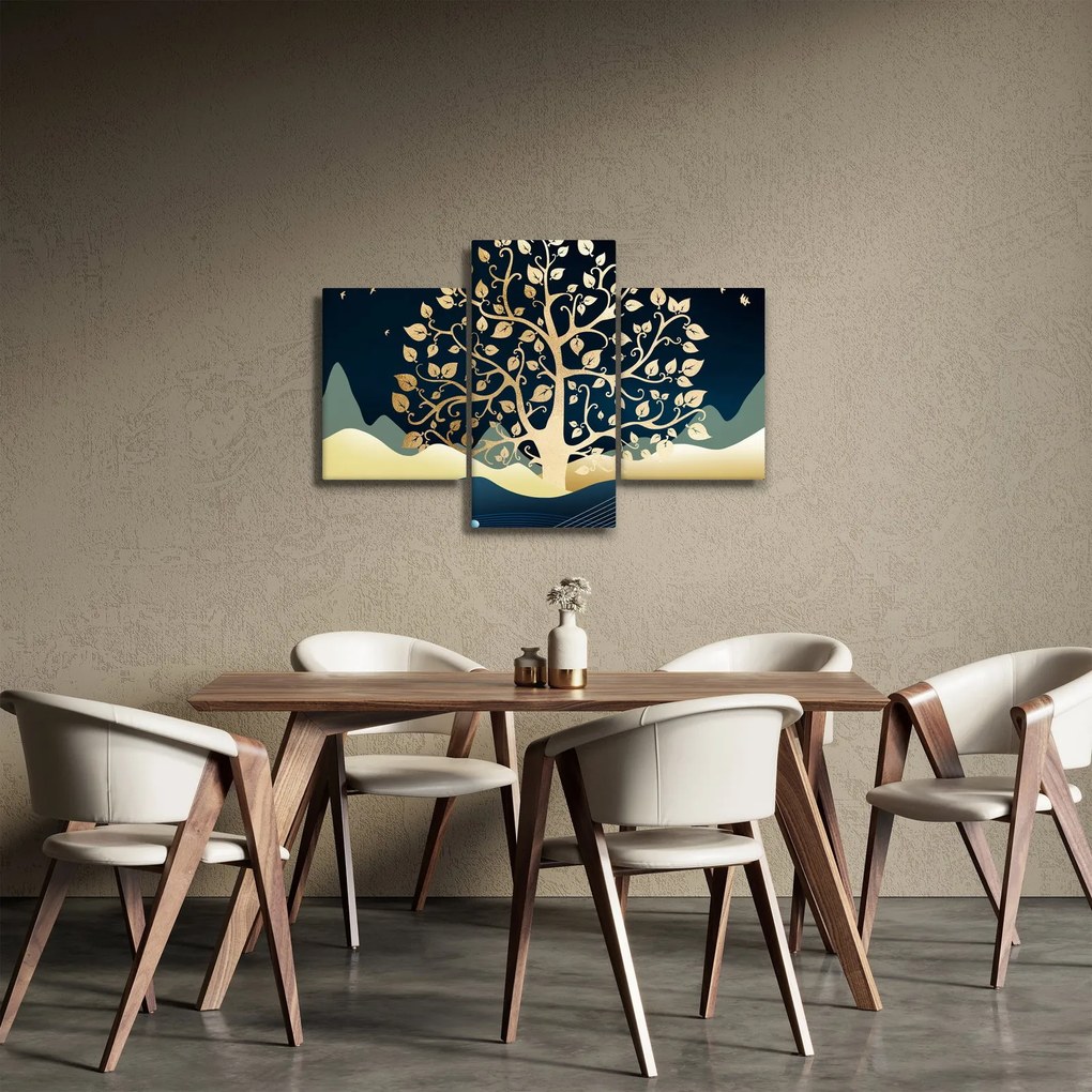 Tablou cu copac auriu (90x60 cm)