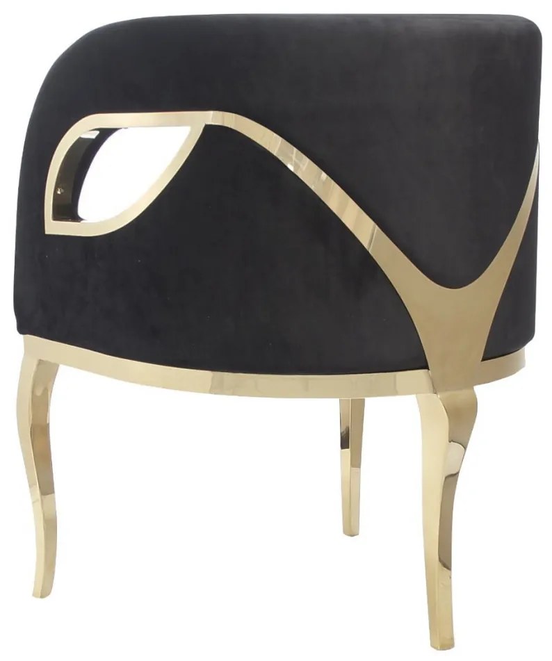 Fotoliu tapitat Morello negru/gold – H78 cm