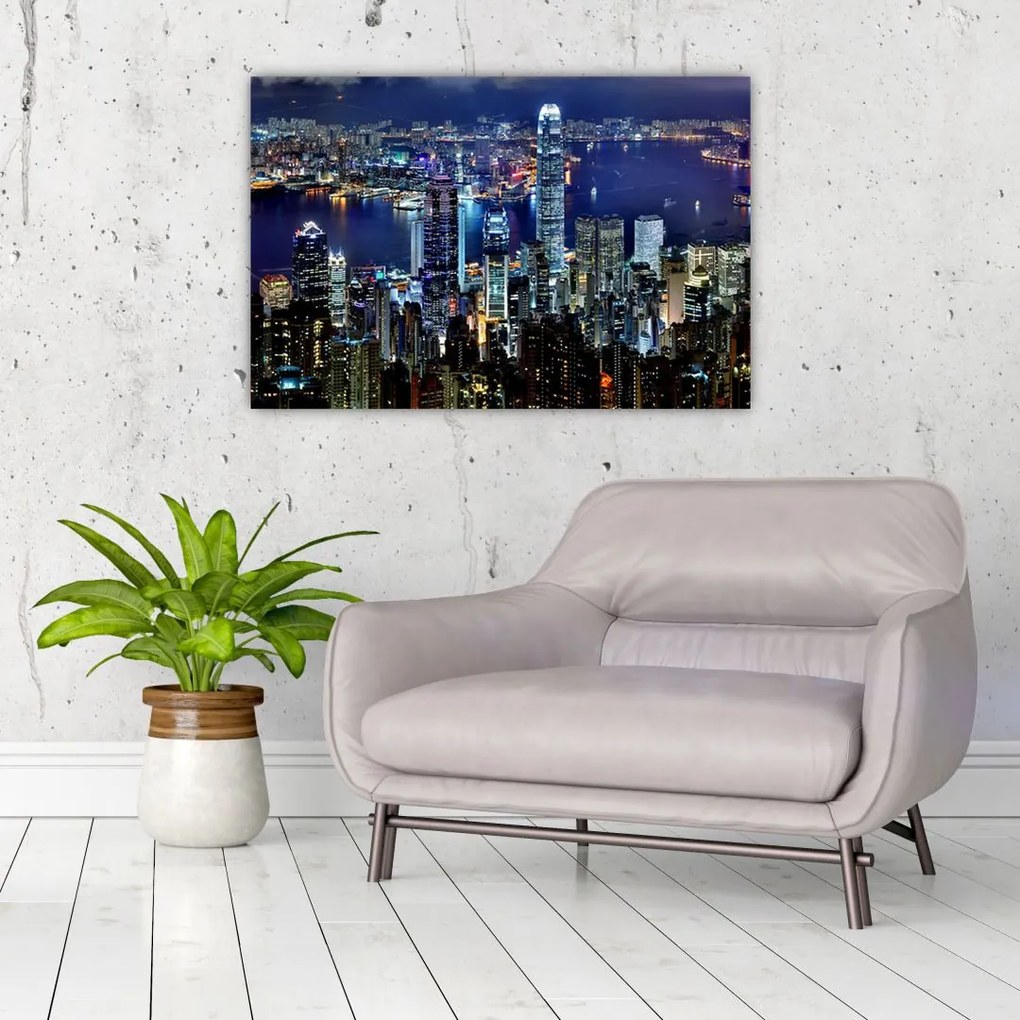 Tablou cu zgârie-norii noaptea (90x60 cm)