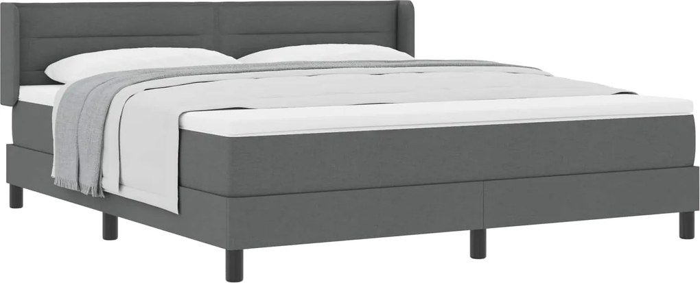 vidaXL Pat cu arcuri cu saltea Gri închis 200 x 180 cm țesătură