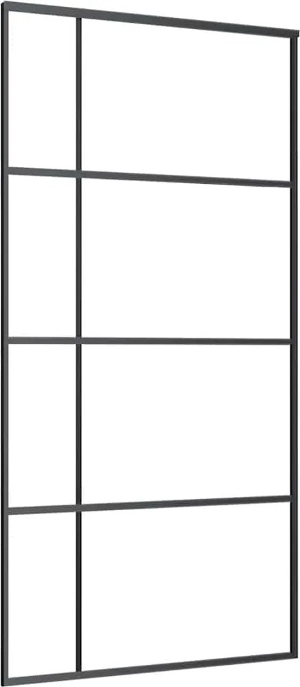 vidaXL Ușă glisantă, negru, 102,5x205 cm, sticlă ESG și aluminiu