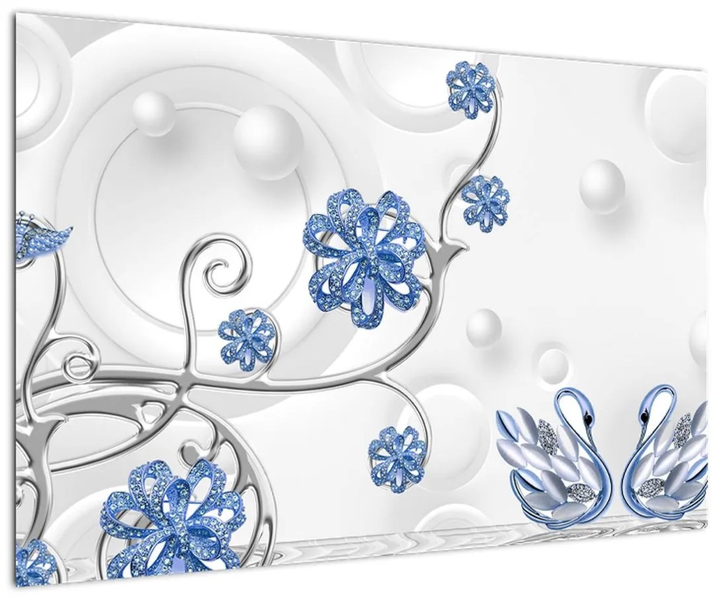 Tablou - Lebede albastre (90x60 cm)