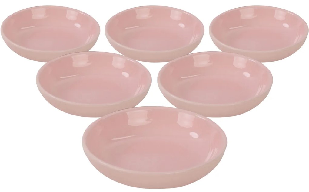Set de 6 boluri ceramice Lunis 13 cm, roz deschis