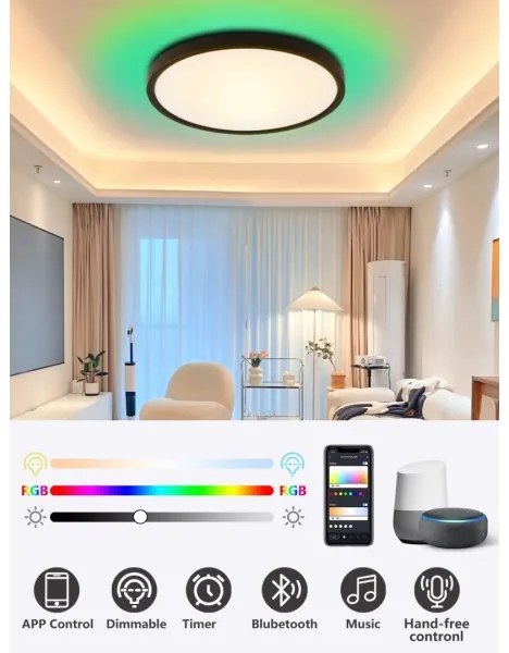 Immax NEO 07166-B40-LED RGBCCT Lampă dimabilă 50W/230V Wi-Fi Tuya negru+DO