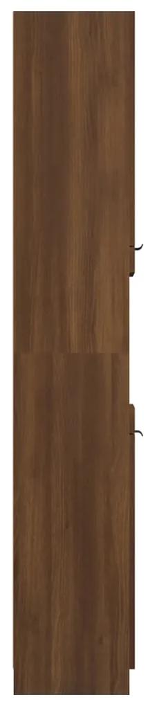 Dulap de baie, stejar maro, 32x34x188,5 cm, lemn prelucrat 1, Stejar brun