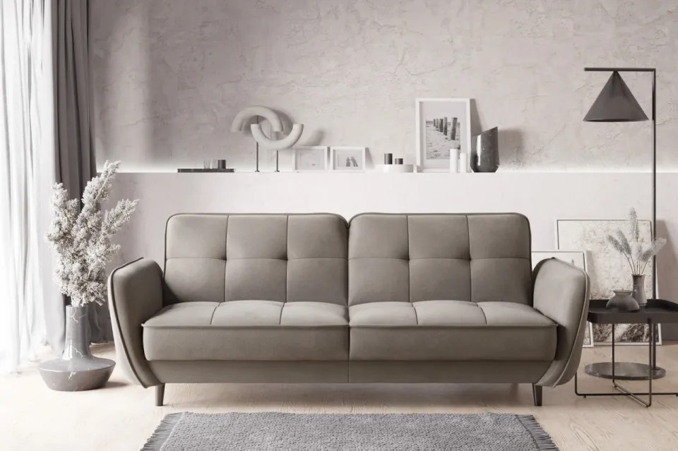 Canapea tapitata, extensibila, cu spatiu pentru depozitare, 220x83x90 cm, Bellis 04, Eltap (Culoare: Gri deschis / Sola 4)