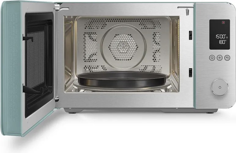 Cuptor cu microunde combinat cu aer cald SMEG Collezione MOC02EGMEU, 900 W, 27 l, 25 de programe, închidere lină, setări personalizate, verde