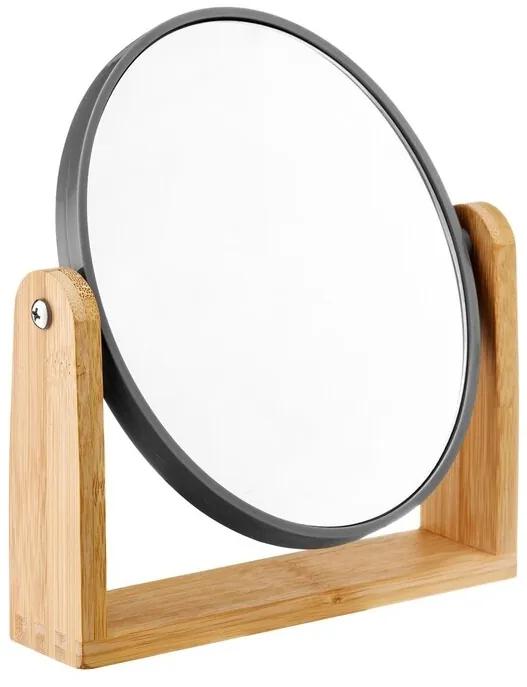 Oglinda cosmetica cu suport din bambus Beauty Round, Jotta, 18x21 cm