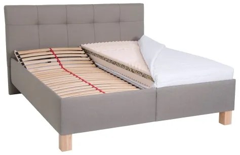 Pat tapițat MARIA 180x200 cm, cu spațiu de depozitare, fără saltea, taupe
