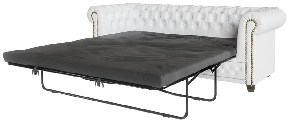 Canapea albă extensibilă cu tapițerie din imitație de piele 203 cm York – Ropez