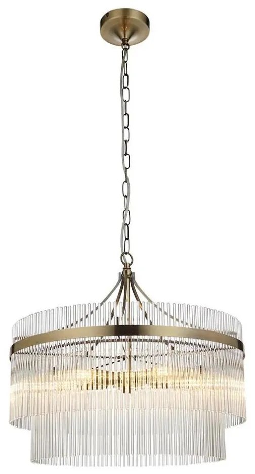 Endon 99166 - Candelabru MARIETTA cu lanț, 5xE14/7W/230V, alamă/sticlă clară