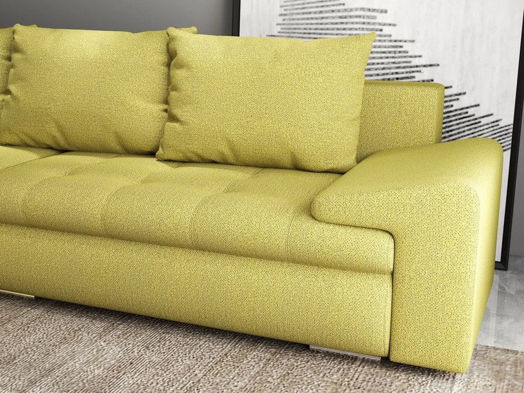 Colțar extensibil dumonde cu ladă de depozitare si sezut confortabil din spuma high-density, Leonardo Enjoy Verde 260x185 cm