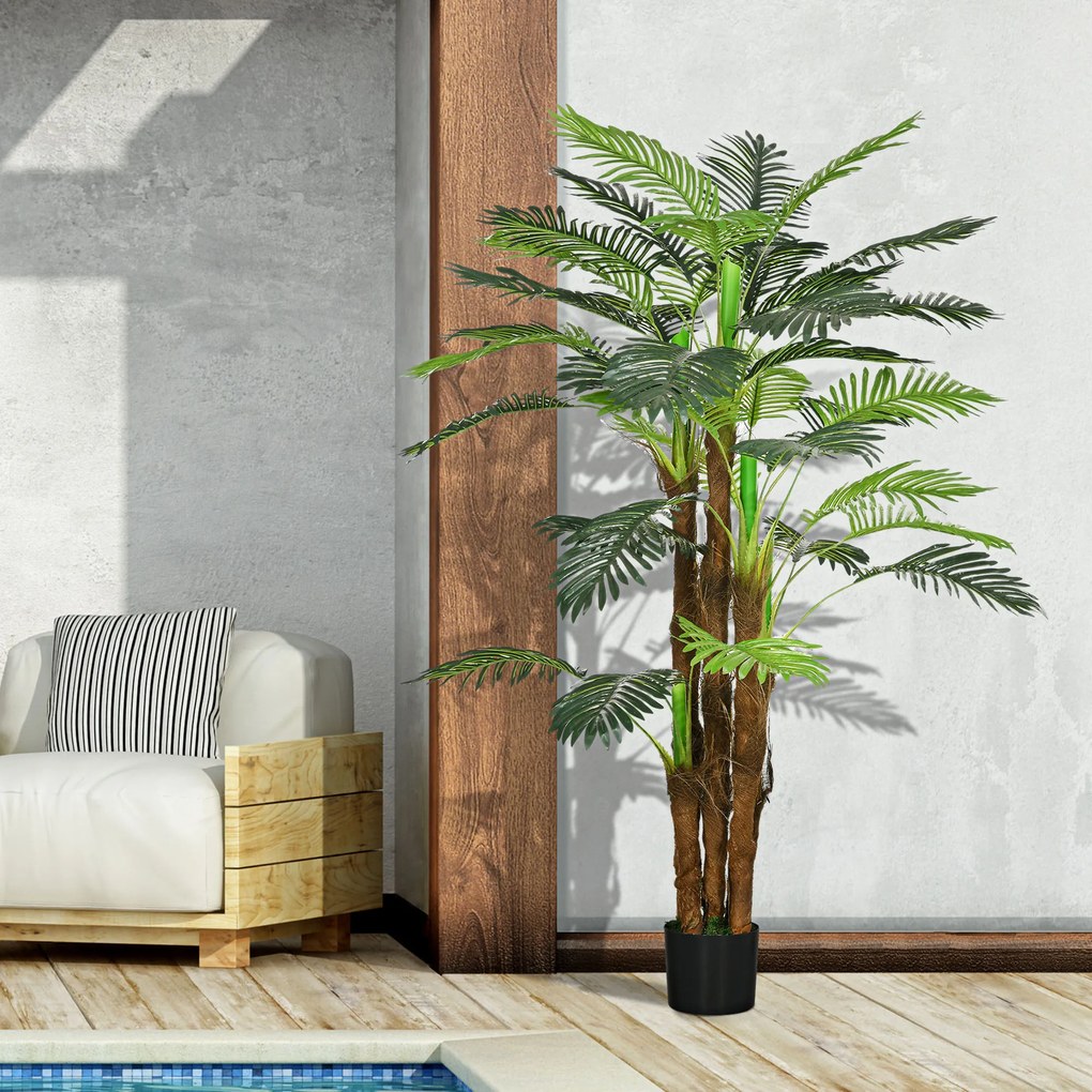 HOMCOM Plantă Artificială de Interior în Ghiveci, cu 36 Frunze din PE și Ciment, Ø16x160 cm, Verde | Aosom Romania