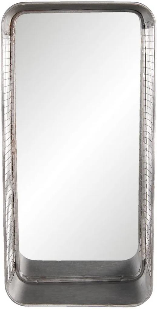 Oglinda de perete cu rama din fier gri 28 cm x 5 cm x 57 h