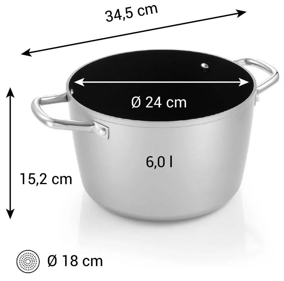 Tescoma Oală GrandCHEF+ diametru 24 cm, 6,0 l, diam. 24 cm