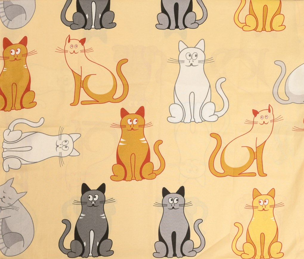 Lenjerie de pat din bumbac CHROMA CATS crem Dimensiune lenjerie de pat: 2 buc 70 x 90 cm | 200 x 220 cm