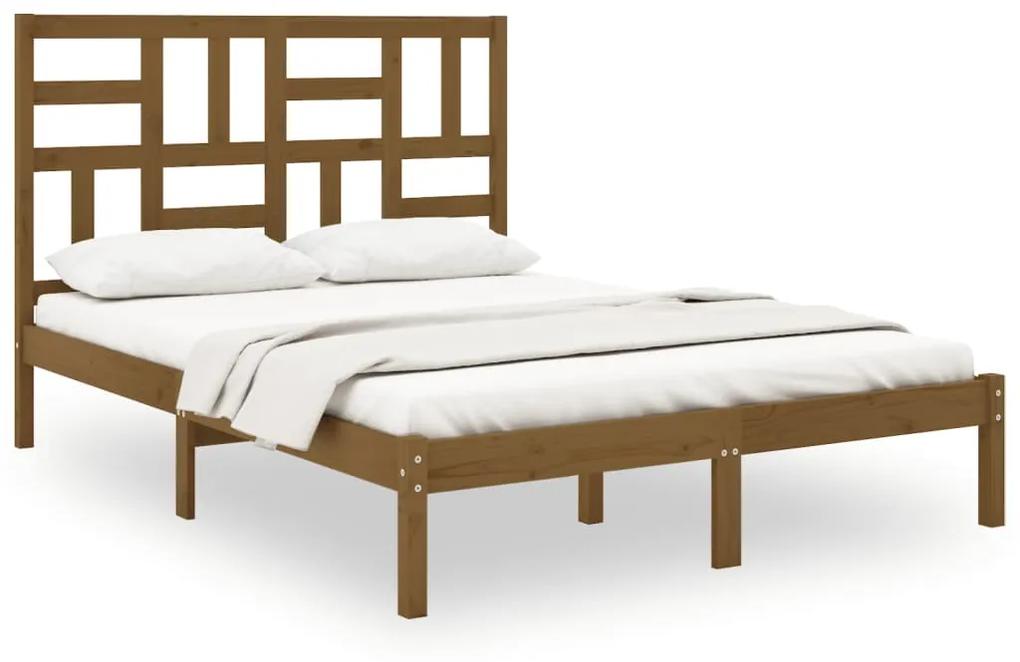 3105923 vidaXL Cadru de pat mic dublu, maro miere, 120x190 cm, lemn masiv