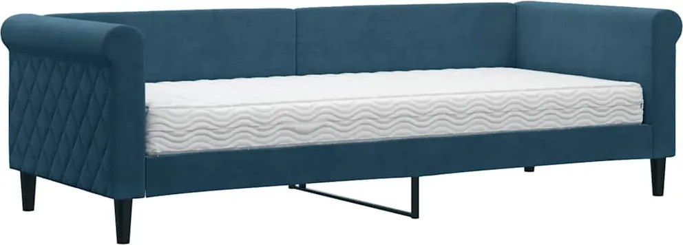 vidaXL Pat de zi cu saltea, albastru, 80x200 cm, catifea