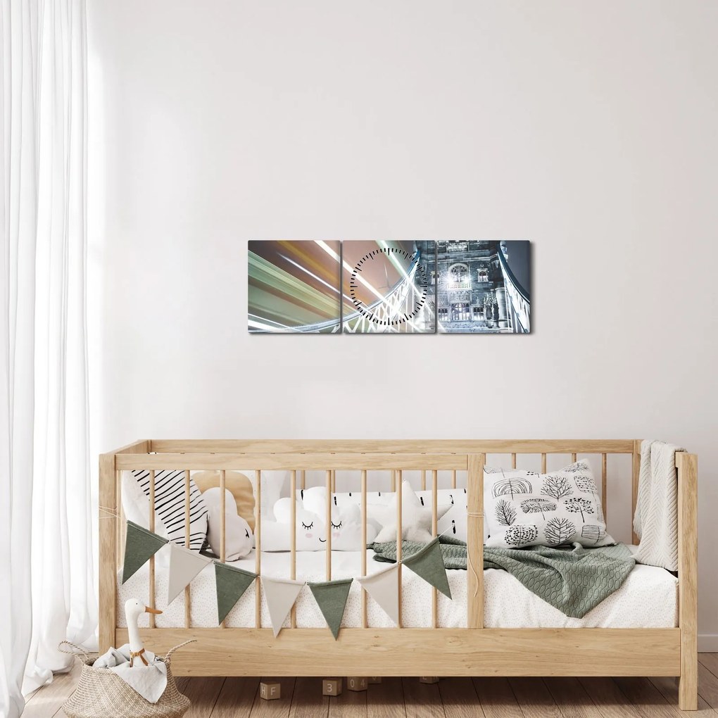 Tablou cu Tower Bridge (cu ceas) (90x30 cm)