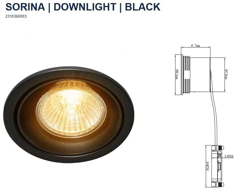 Spot incastrabil directionabil Sorina negru